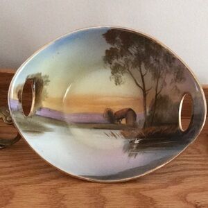 Scenic Oval Ceramic Dish with Handles